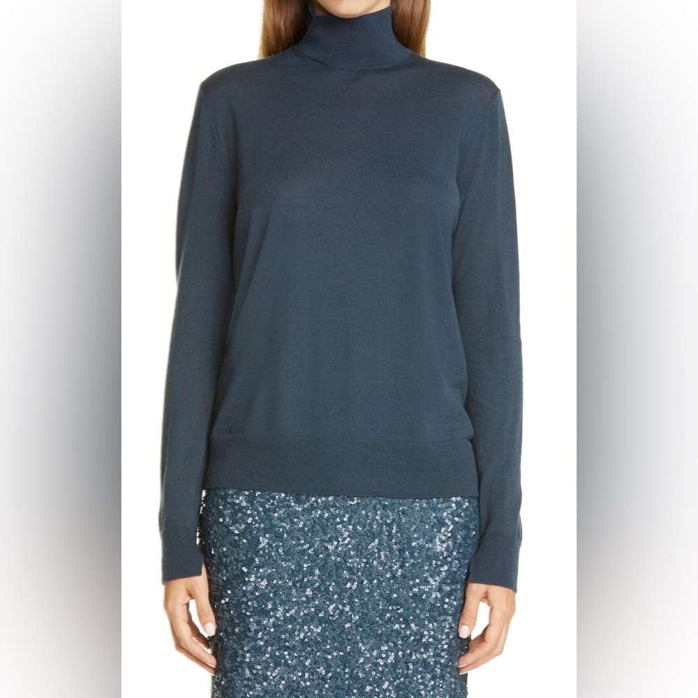 Lafayette 148 Split Mock Neck Wool Sweater *flawed